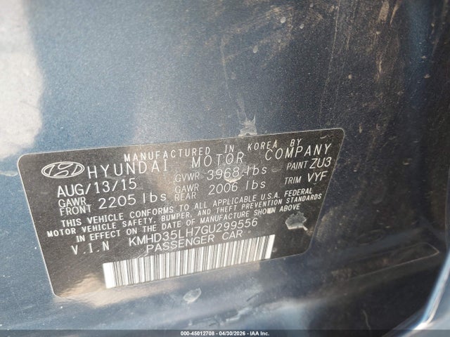 KMHD35LH7GU299556 Hyundai ELANTRA GT