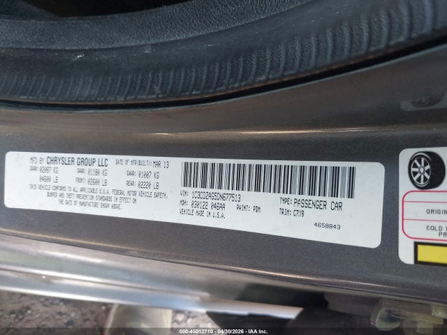 Aukcja sprzedaży 2013 Dodge Avenger Se V6, vin: 1C3CDZAG5DN677513, numer aukcji: 45012710