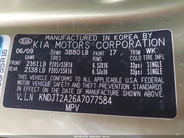 Aukcja sprzedaży 2010 Kia Soul +, vin: KNDJT2A26A7077584, numer aukcji: 45012724