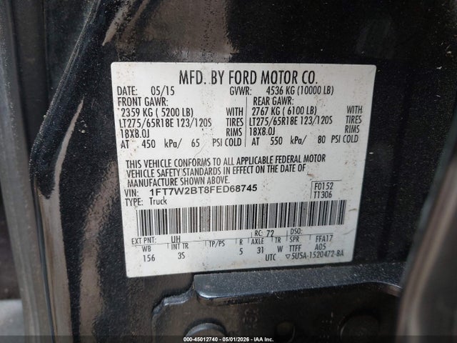 Ford F-250 Xlt 2015 1FT7W2BT8FED68745 Image 9