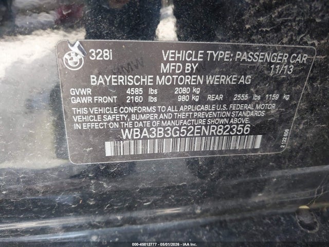 Продаж на аукціоні авто 2014 Bmw 328i Xdrive, vin: WBA3B3G52ENR82356, номер лоту: 45012777