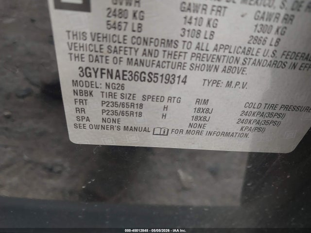 Продаж на аукціоні авто 2016 Cadillac Srx Standard, vin: 3GYFNAE36GS519314, номер лоту: 45012848
