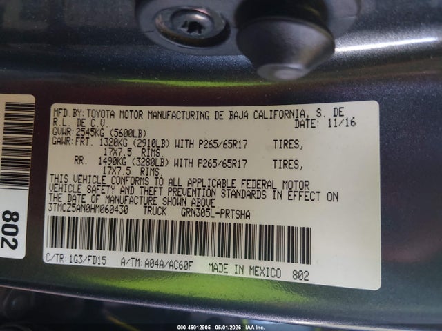 3TMCZ5AN0HM060430 Toyota Tacoma Trd Sport