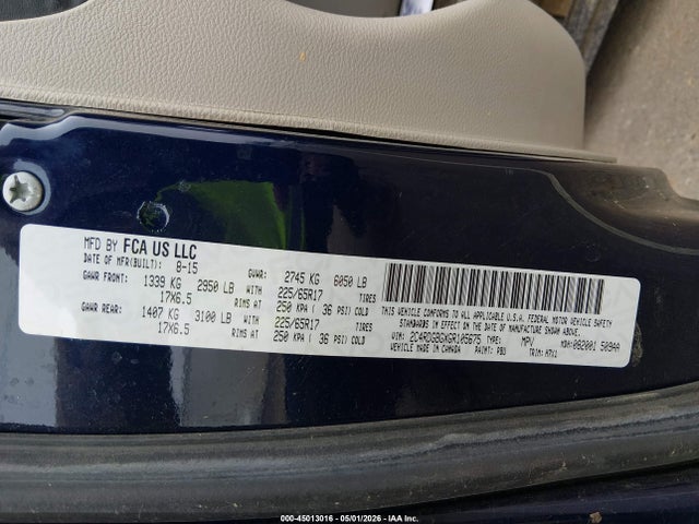 Aukcja sprzedaży 2016 Dodge Grand Caravan Se, vin: 2C4RDGBGXGR105675, numer aukcji: 45013016