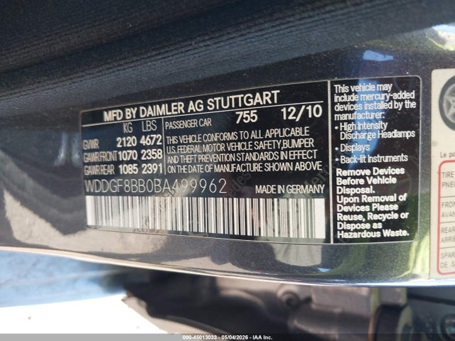 45013033 :رقم المزاد ، WDDGF8BB0BA499962 vin ، 2011 Mercedes-benz C 300 Sport 4matic مزاد بيع