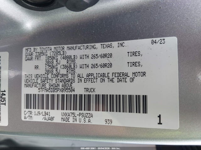 5TFMA5DB5PX095504 Toyota Tundra 1794 Edition