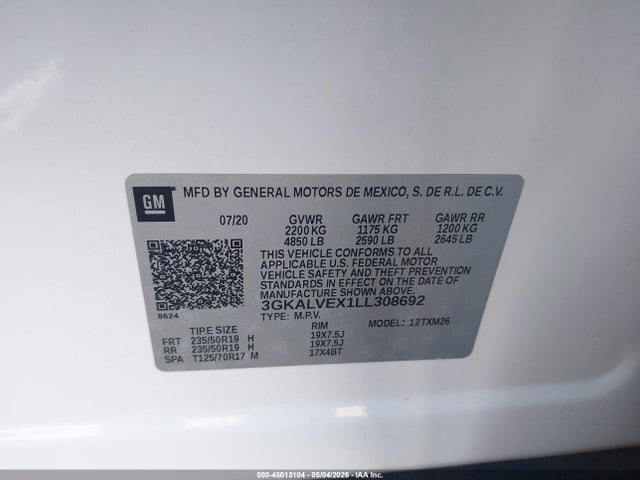 3GKALVEX1LL308692 GMC Terrain Awd Slt