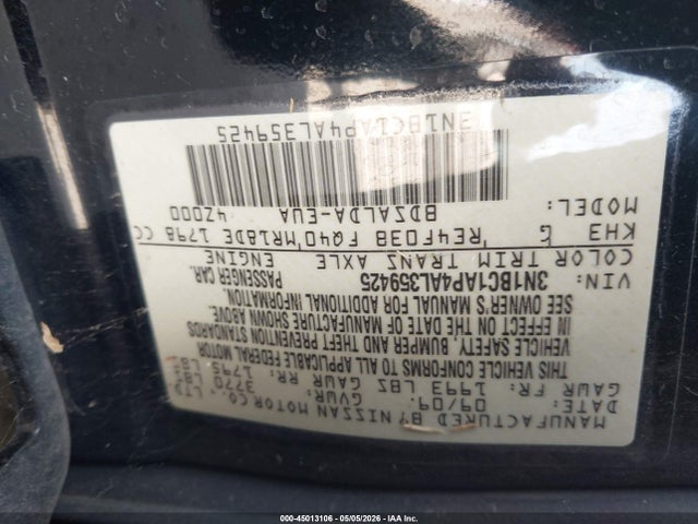 Продаж на аукціоні авто 2010 Nissan Versa 1.8s, vin: 3N1BC1AP4AL359425, номер лоту: 45013106