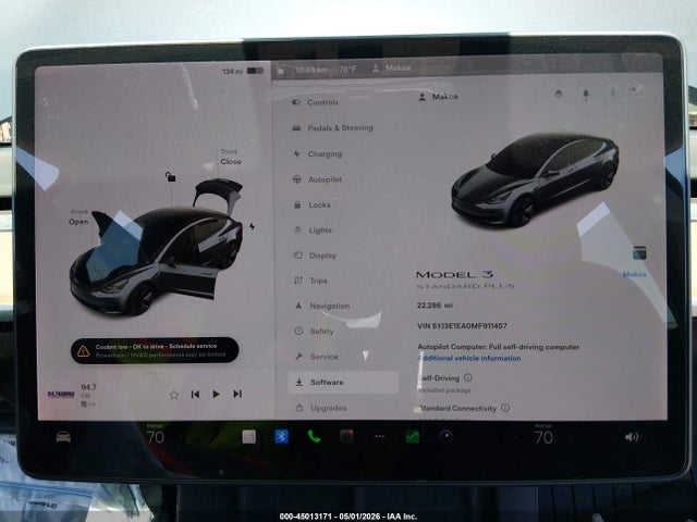 Tesla Model 3 Standard Range Plus Rear-wheel Drive 2021 5YJ3E1EA0MF911457 Image 18