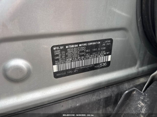 Продаж на аукціоні авто 2022 Mitsubishi Eclipse Cross Se S-awc/se Special Edition S-awc/sel S-awc/sel Special Edition S-awc, vin: JA4ATWAA6NZ000877, номер лоту: 45013182