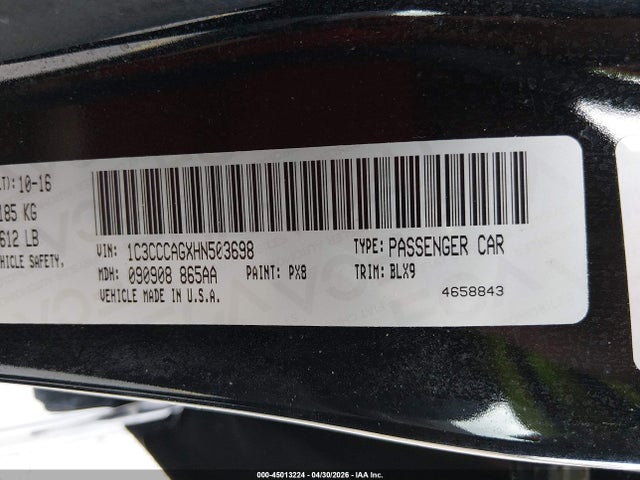 Продажа на аукционе авто 2017 Chrysler 200 Limited Platinum, vin: 1C3CCCAGXHN503698, номер лота: 45013224