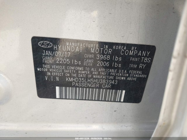 45013226 :رقم المزاد ، KMHD35LH5HU383943 vin ، 2017 Hyundai Elantra Gt مزاد بيع
