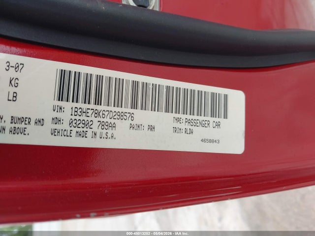 Продажа на аукционе авто 2007 Dodge Caliber R/t, vin: 1B3HE78K67D298576, номер лота: 45013252