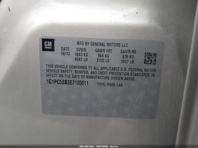 2014 Chevrolet Cruze 1lt Auto მანქანა იყიდება აუქციონზე, vin: 1G1PC5SB3E7105611, აუქციონის ნომერი: 45013261