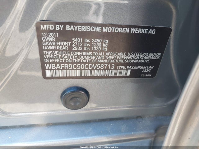 Aukcja sprzedaży 2012 Bmw 550i, vin: WBAFR9C50CDV58713, numer aukcji: 45013281