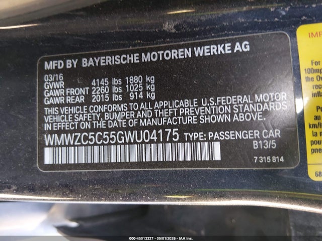 Продаж на аукціоні авто 2016 Mini Countryman Cooper S, vin: WMWZC5C55GWU04175, номер лоту: 45013327