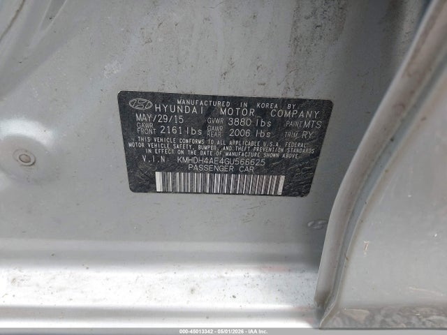 Продаж на аукціоні авто 2016 Hyundai Elantra Value Edition, vin: KMHDH4AE4GU566625, номер лоту: 45013342