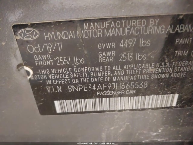 Продаж на аукціоні авто 2018 Hyundai Sonata Sel, vin: 5NPE34AF9JH665538, номер лоту: 45013364