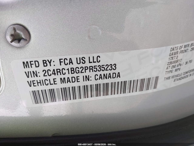 2023 Chrysler Pacifica Touring L მანქანა იყიდება აუქციონზე, vin: 2C4RC1BG2PR535233, აუქციონის ნომერი: 45013437