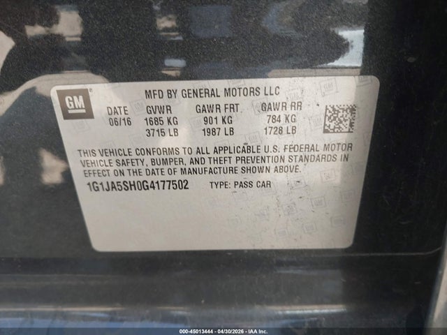 1G1JA5SH0G4177502 Chevrolet Sonic Ls Auto