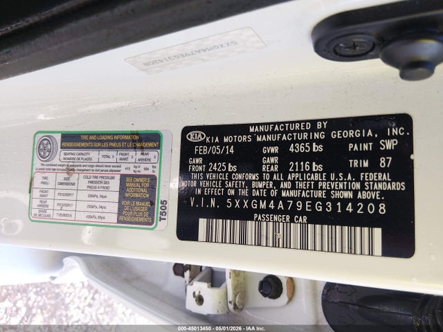 Aukcja sprzedaży 2014 Kia Optima Lx, vin: 5XXGM4A79EG314208, numer aukcji: 45013450