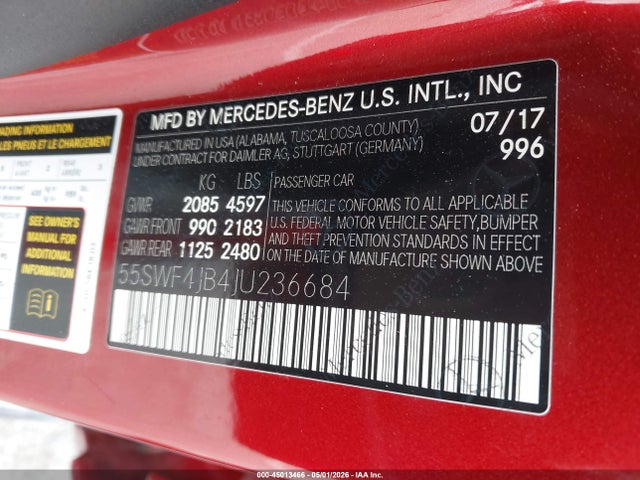 55SWF4JB4JU236684 Mercedes-Benz C 300