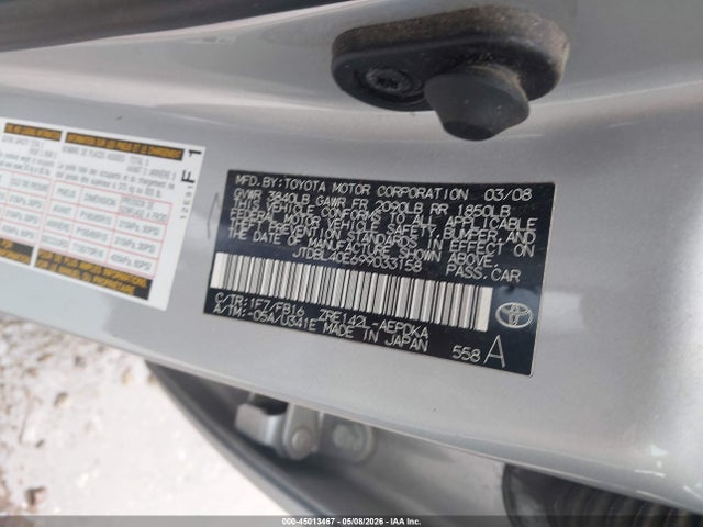 Aukcja sprzedaży 2009 Toyota Corolla Le, vin: JTDBL40E699033158, numer aukcji: 45013467