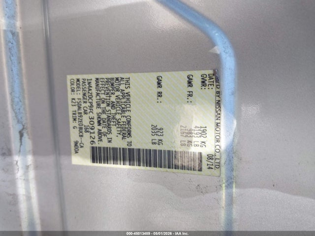 Продажа на аукционе авто 2015 Nissan Leaf S, vin: 1N4AZ0CP9FC309126, номер лота: 45013489