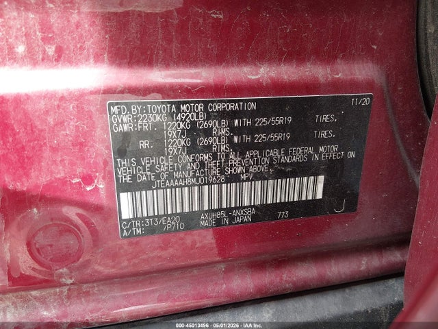 Aukcja sprzedaży 2021 Toyota Venza Limited, vin: JTEAAAAH8MJ019628, numer aukcji: 45013496