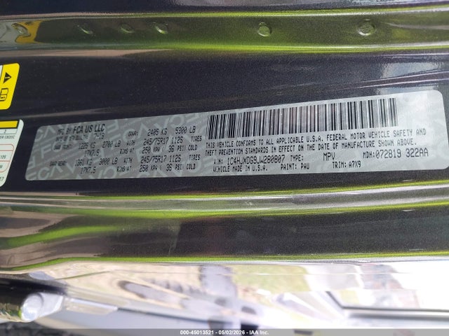Продаж на аукціоні авто 2018 Jeep Wrangler Unlimited Sport S 4x4, vin: 1C4HJXDG9JW280807, номер лоту: 45013521