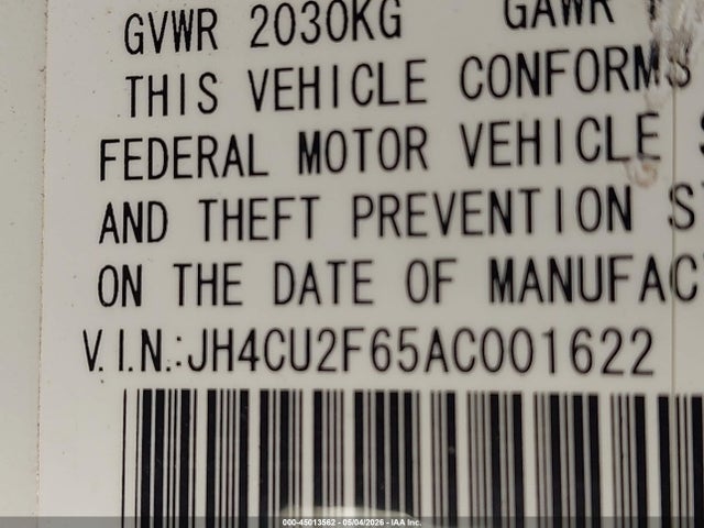 Продажа на аукционе авто 2010 Acura Tsx 2.4, vin: JH4CU2F65AC001622, номер лота: 45013562
