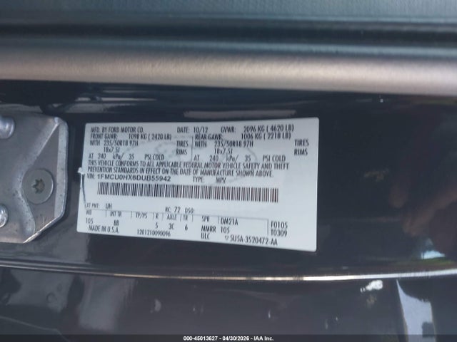Продажа на аукционе авто 2013 Ford Escape Sel, vin: 1FMCU0HX6DUB55942, номер лота: 45013627