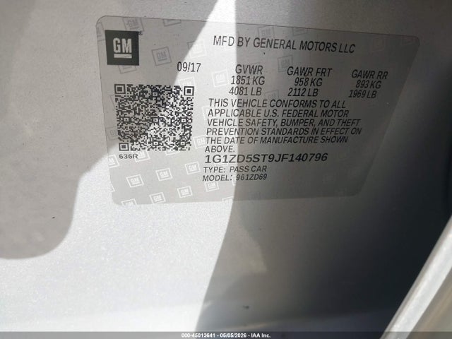 Chevrolet MALIBU LT 2018 1G1ZD5ST9JF140796 Image 9