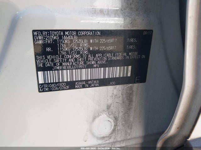 JTMBFREVXJJ719977 Toyota RAV4 LE