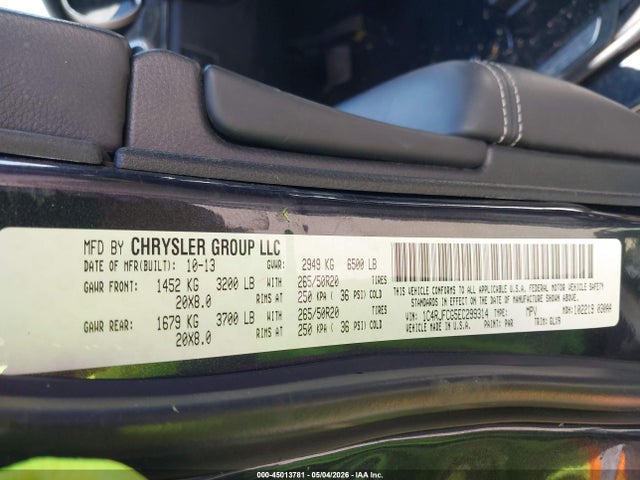 1C4RJFCG5EC299314 Jeep Grand Cherokee Overland