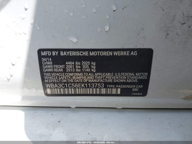 Aukcja sprzedaży 2014 Bmw 328i, vin: WBA3C1C56EK113753, numer aukcji: 45013782