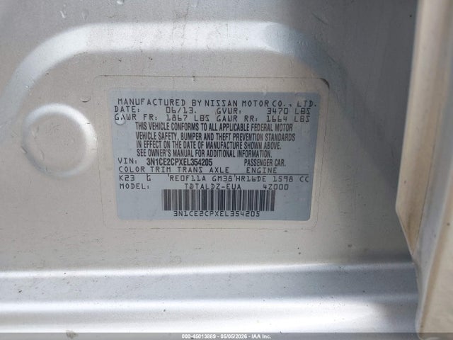 Продаж на аукціоні авто 2014 Nissan Versa Note Sv, vin: 3N1CE2CPXEL354205, номер лоту: 45013889
