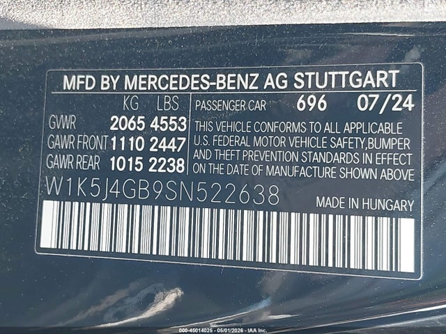 Продаж на аукціоні авто 2025 Mercedes-benz Cla 250 Coupe, vin: W1K5J4GB9SN522638, номер лоту: 45014025