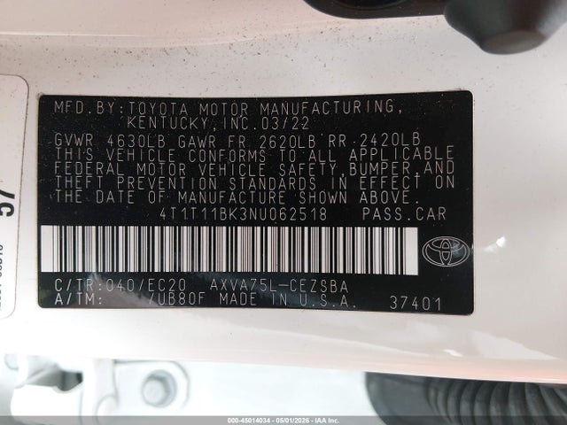 Продаж на аукціоні авто 2022 Toyota Camry Se Nightshade Special Awd, vin: 4T1T11BK3NU062518, номер лоту: 45014034