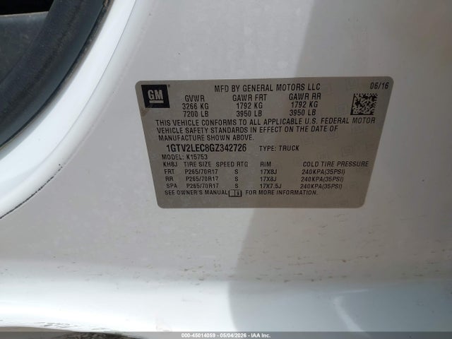 1GTV2LEC8GZ342726 GMC SIERRA 1500