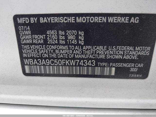 BMW 335i 2015 WBA3A9C50FKW74343 Image 9