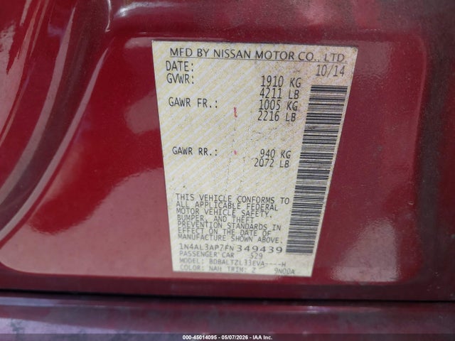 Nissan Altima 2.5 Sl 2015 1N4AL3AP7FN349439 Image 9