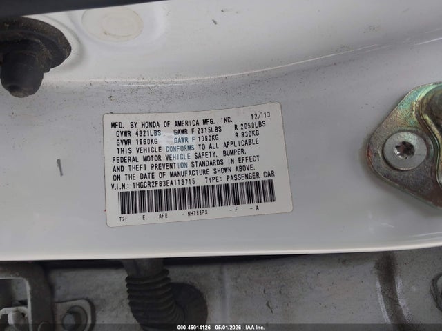 2014 Honda Accord Ex-l მანქანა იყიდება აუქციონზე, vin: 1HGCR2F83EA113715, აუქციონის ნომერი: 45014126