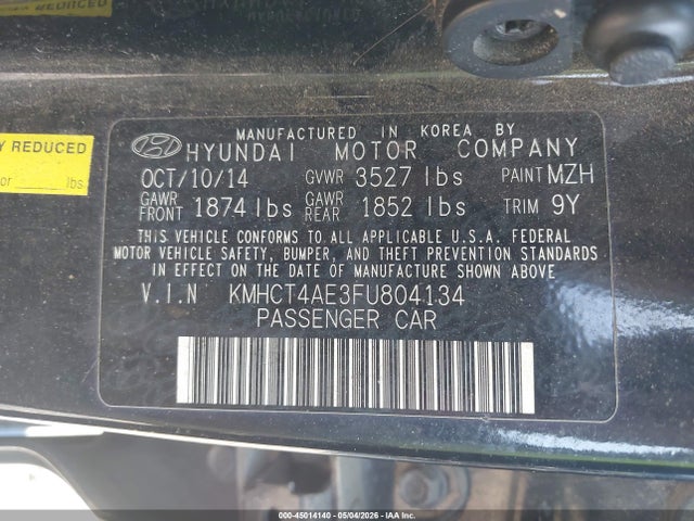Aukcja sprzedaży 2015 Hyundai Accent Gls, vin: KMHCT4AE3FU804134, numer aukcji: 45014140