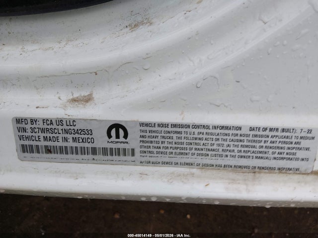 Aukcja sprzedaży 2022 Ram 3500 Chassis Tradesman/slt/laramie/limited, vin: 3C7WRSCL1NG342533, numer aukcji: 45014149