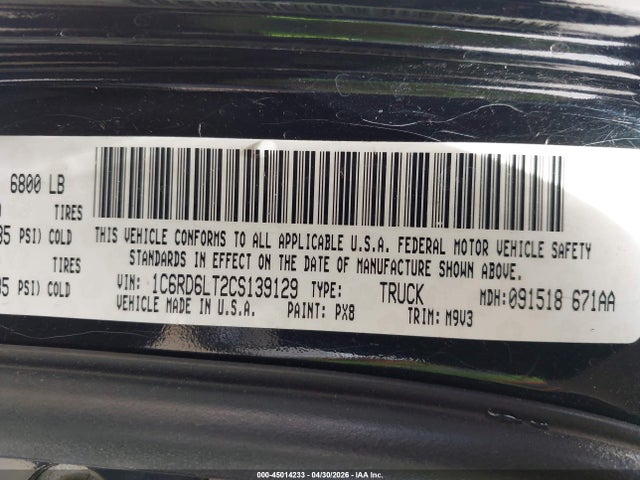 Продажа на аукционе авто 2012 Ram 1500 Slt, vin: 1C6RD6LT2CS139129, номер лота: 45014233