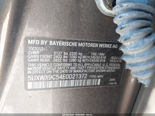 Aukcja sprzedaży 2014 Bmw X3 Xdrive28i, vin: 5UXWX9C54E0D21372, numer aukcji: 45014324