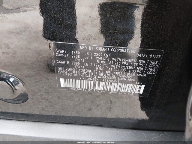 Продажа на аукционе авто 2025 Subaru Outback Premium, vin: 4S4BTACC4S3205846, номер лота: 45014347