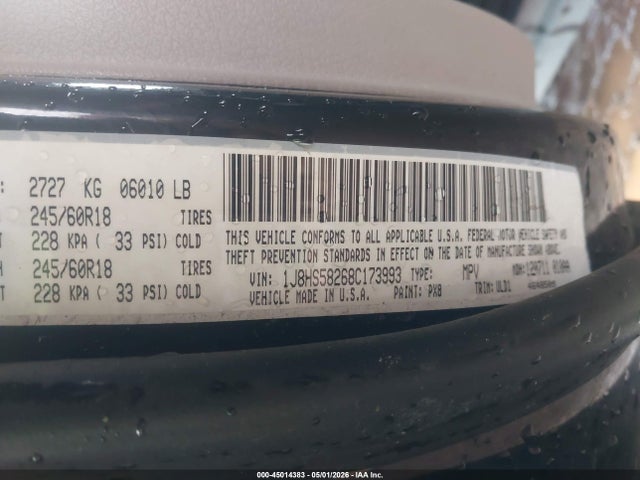 Aukcja sprzedaży 2008 Jeep Grand Cherokee Limited, vin: 1J8HS58268C173993, numer aukcji: 45014383