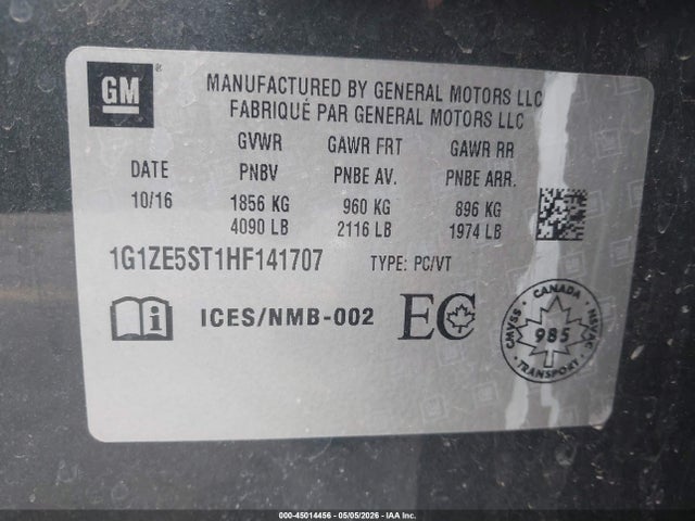1G1ZE5ST1HF141707 Chevrolet MALIBU 1LT